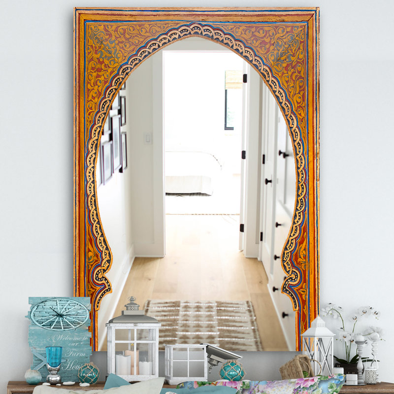 Miroir mural marocain, porte antique - Maroc, H 39,4 po x l 29,5 po