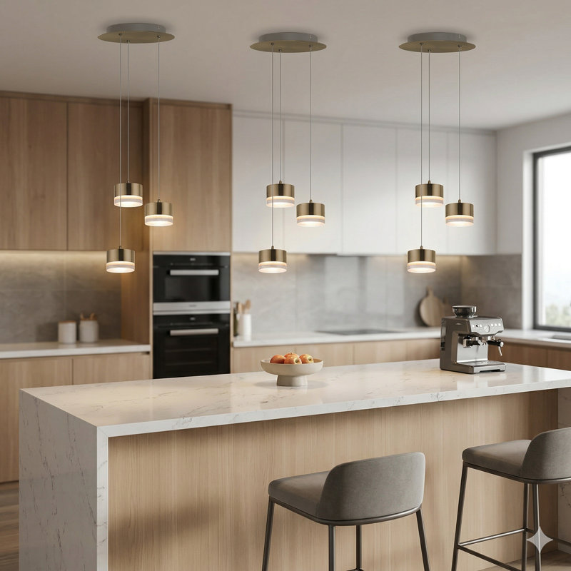 Barnsdall 3 - Light Cluster Pendant, Brushed Brass