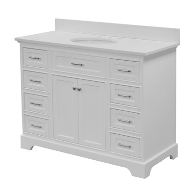 Ronnie 22" D x 35" H Single Bathroom Vanity with White Cabinet and Quartz Countertop