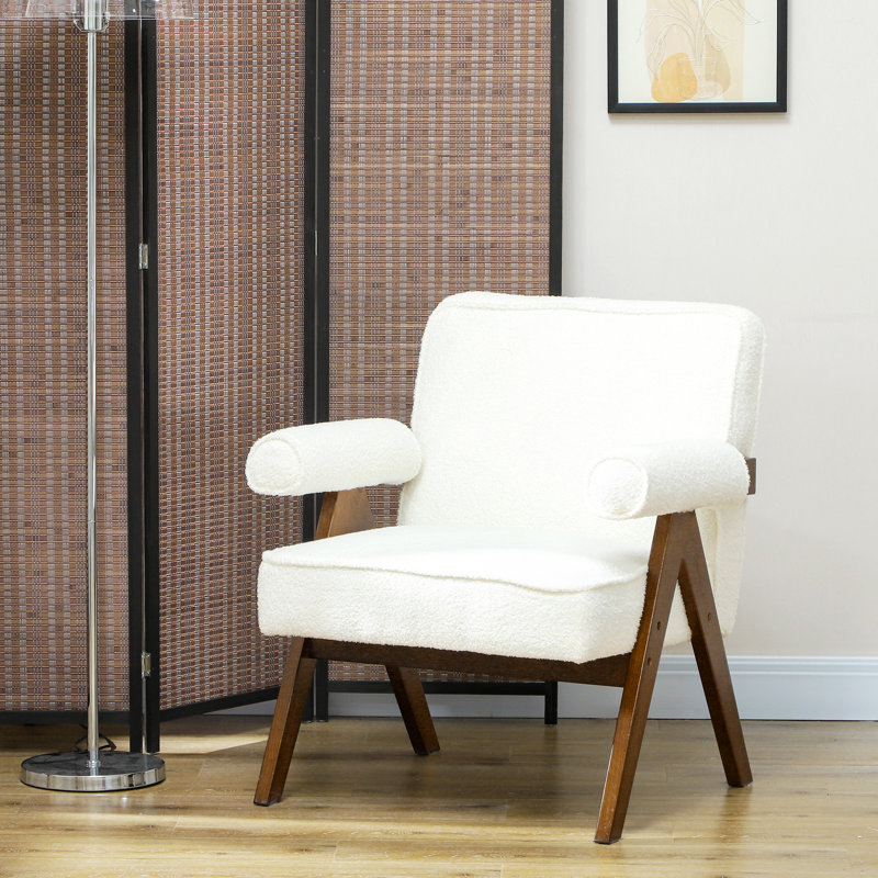 Chaise d'appoint Cashmere avec siège large et accoudoirs rembourrés blanc, Blanc