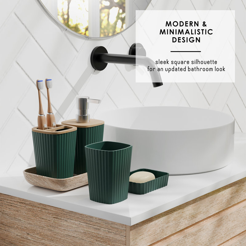 Complete 22 Piece Bathroom Accessory Set with Bath Rugs, Shower Curtain Set, Liner, and Hooks, Hunter Green
