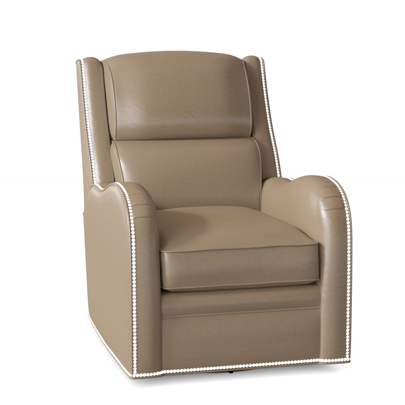 Stellan Recliner, Outsider Raven Genuine Leather, No Nailhead, Swivel Glider with Power Button