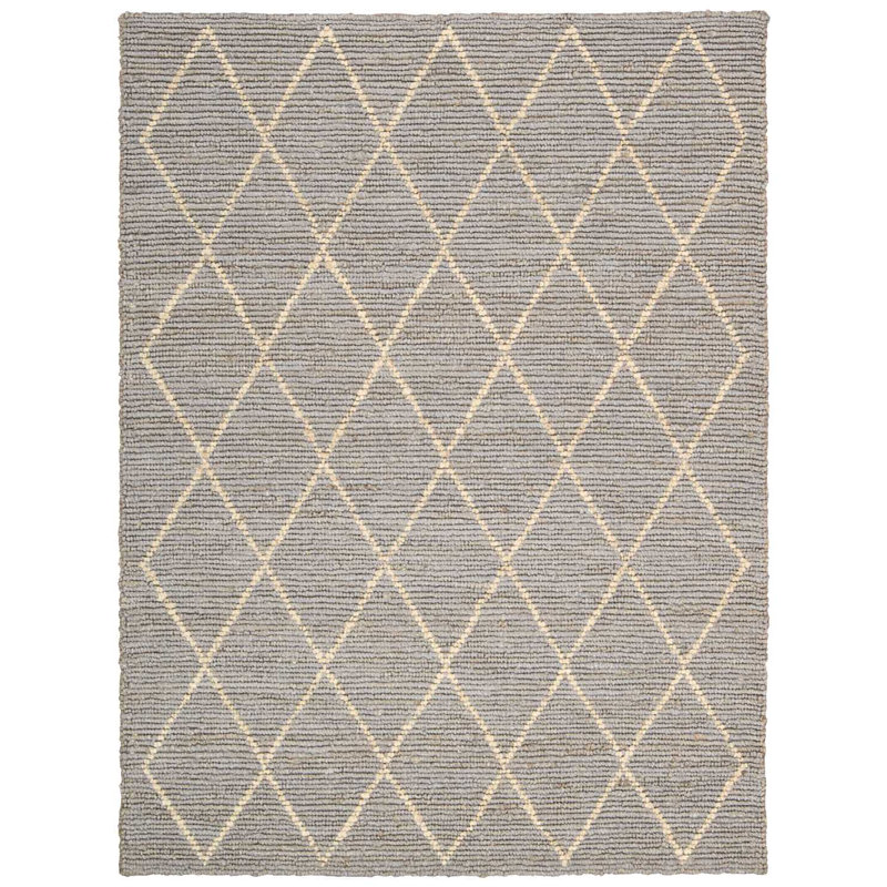 Tapis gris en laine fait main Joselyn, Rectangle 5 pi 3 po x 7 pi 5 po