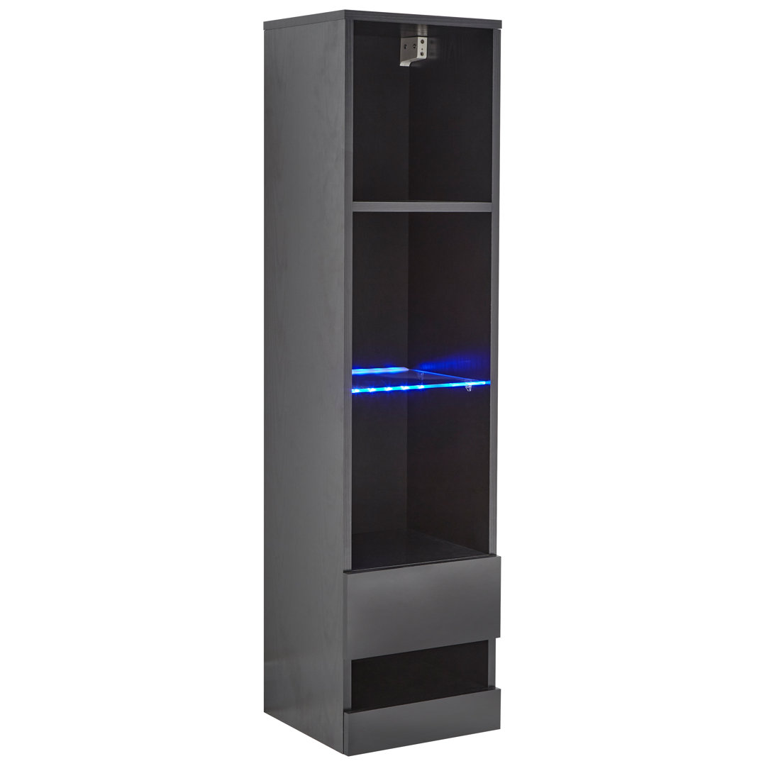 GFW Galicia Black Tall Shelf Unit With LED Lighting - Image 4