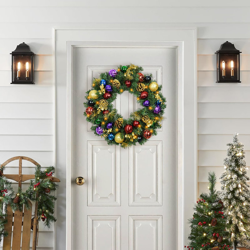 Handcrafted Faux Lighted Pine 30'' Wreath