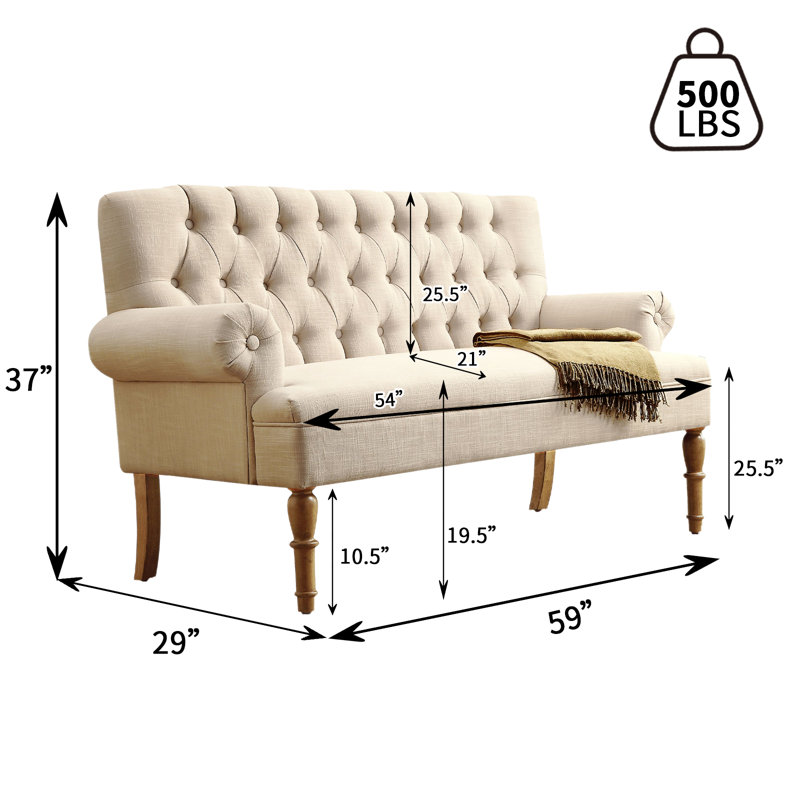 Dudden 59'' Reception Loveseat, Beige