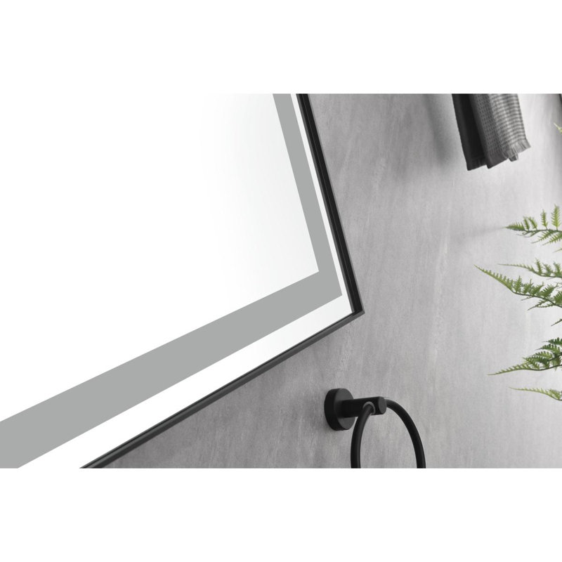 72 po X P 36 po Miroir de salle de bain H, 36,07 po x 72,07 po, Noir mat