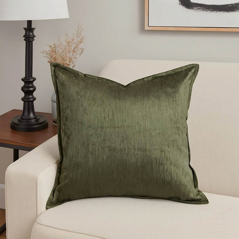Coussin décoratif en velours - vert forêt foncé avec éclat luxueux et texture riche, Vert