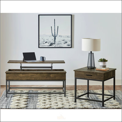 Ensemble de table basse et de table de bout en chêne brun 2 pièces Walton, parfait pour la vie moderne avec une construction durable et un design élégant