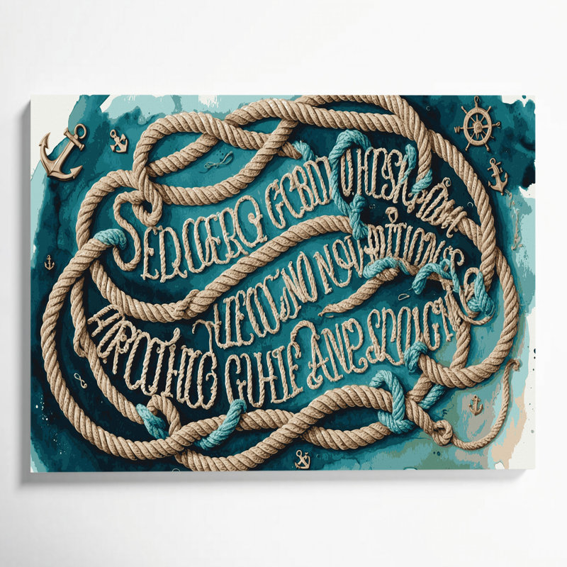 «Nautical Nautical phrases», art mural sur toile grise, H 24 po x l 36 po