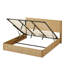 Structure de lit très grand avec rangement relevable, lignes courbes ondulées en bois, rangement hydraulique / aucun sommier requis, chêne.