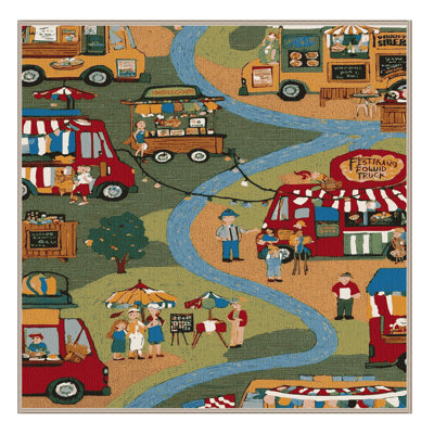 Machine Washable Transportation Brown Area Rug