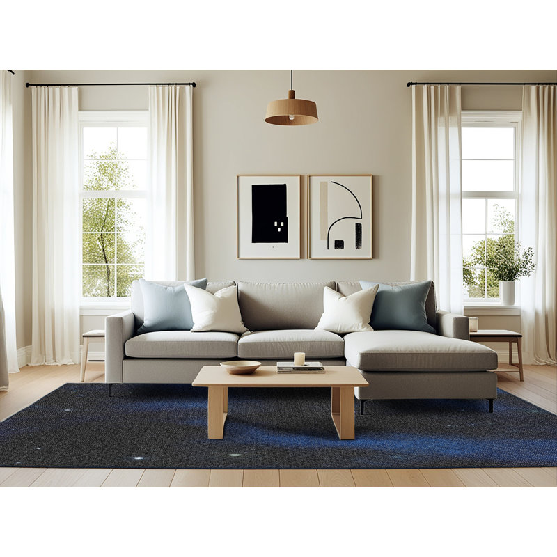 Tapis décoratif bleu marine Petrucci, Rectangle 6 pi x 9 pi