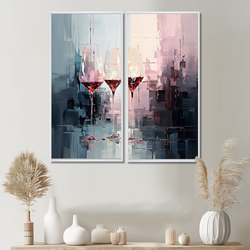 Collage profond de verres à vin - Art mural traditionnel, 32" H x 32" W, Impression encadrée flottante, White