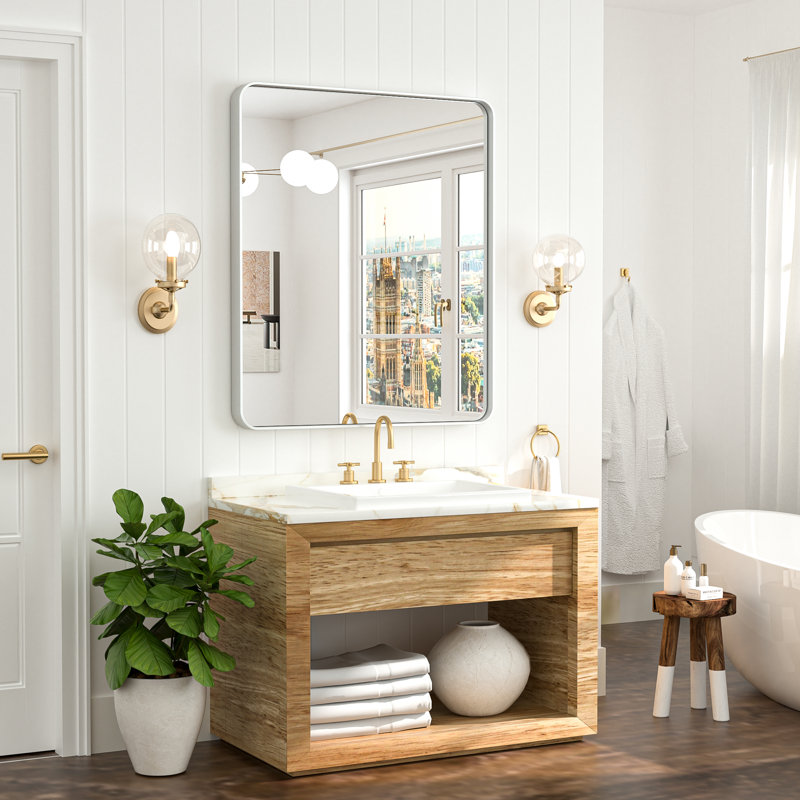 Miroir de salle de bain plombier en aluminium incassable et résistant à la rouille , 30 po x 36 po, Argent argent