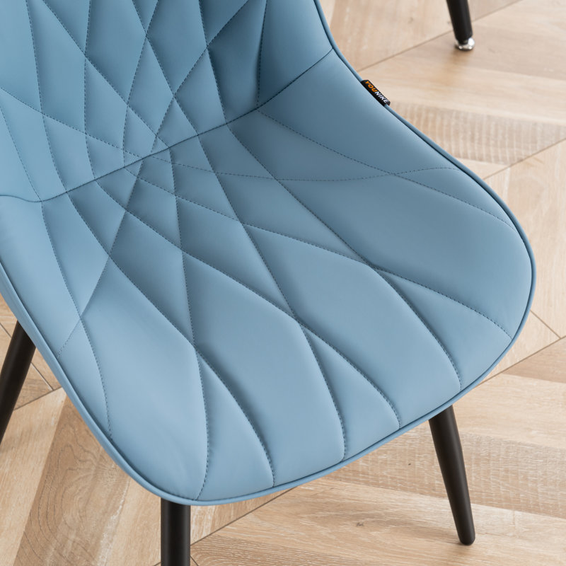 Chardee Upholstered Dining Chairs Faux Leather Waterproof Side Chair with Metal Frame, Blue