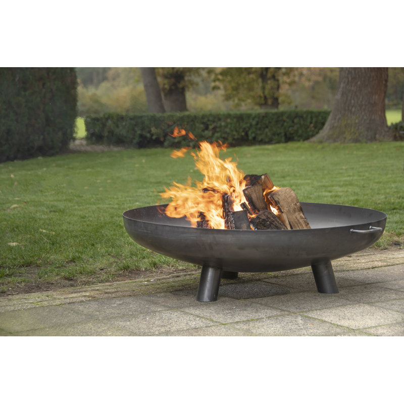 Steel Fire Bowl, Black, 30cm H x 110.20cm W x 100cm D 