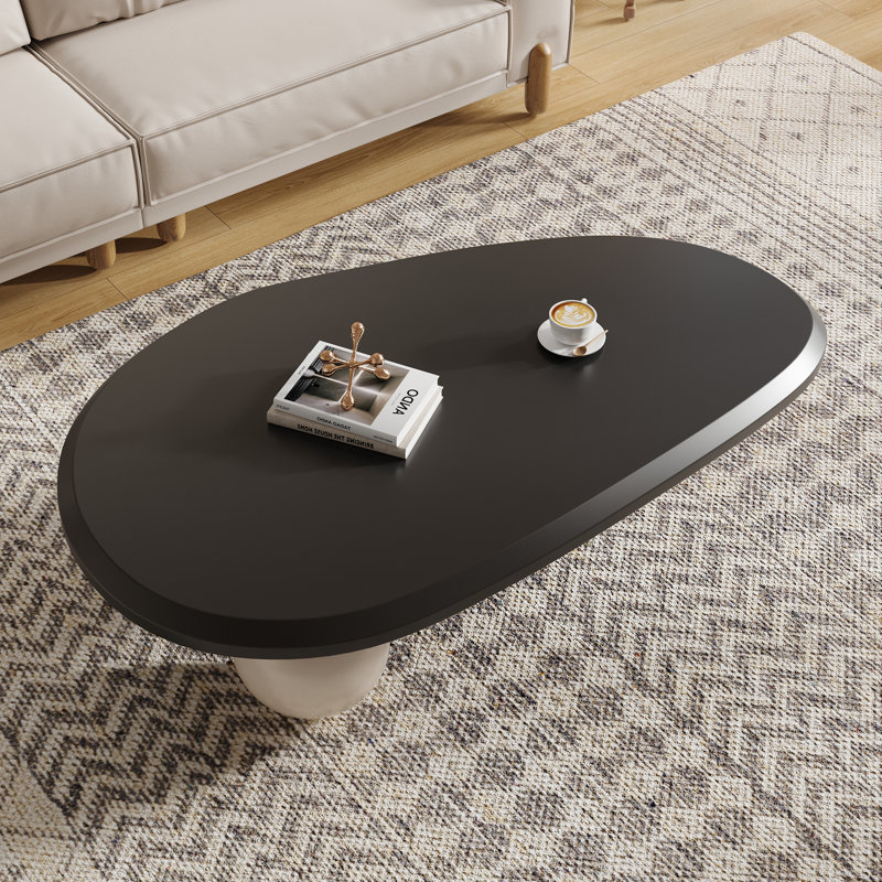 Table basse moderne en bois massif Khattab, Crème, Noir