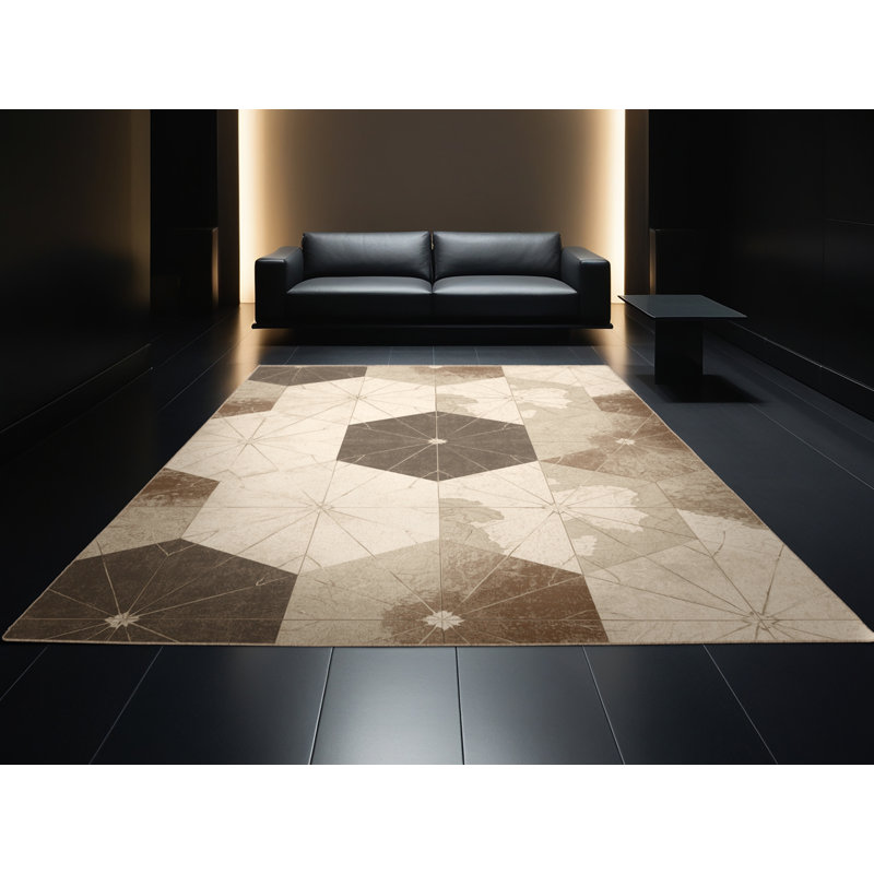 Tapis marocain beige lavable à la machine d'inspiration mondiale Paulett, Rond 6 pi