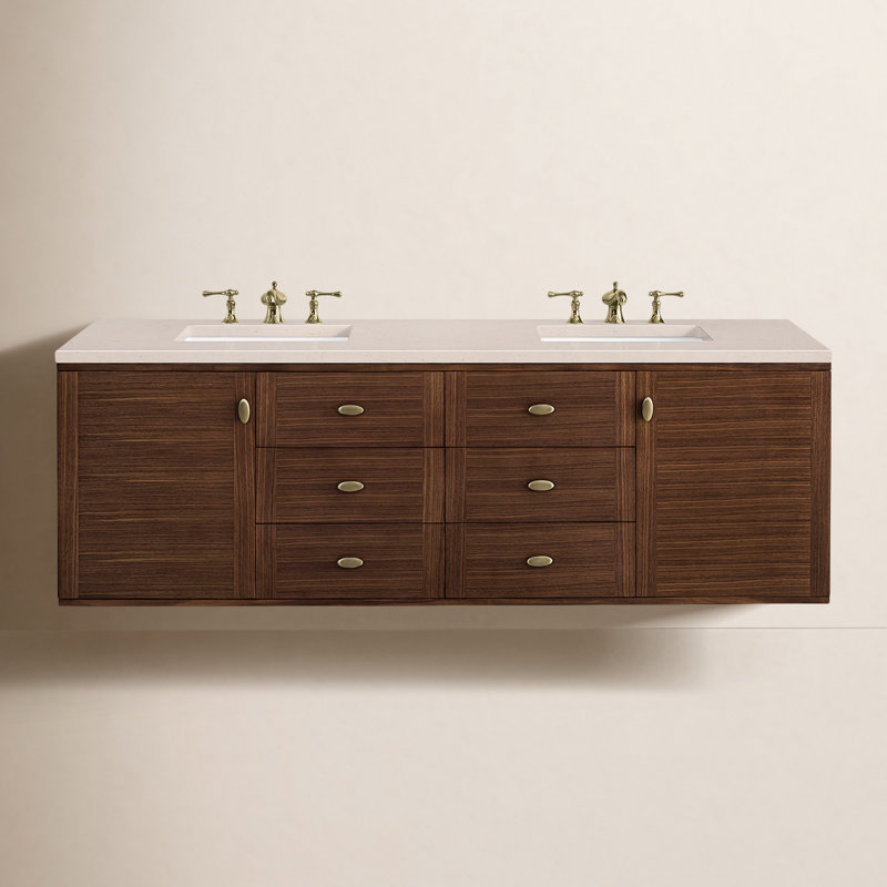 Amberly 72'' W Double Vanity, Eternal Jasmine Pearl, 8" Widespread