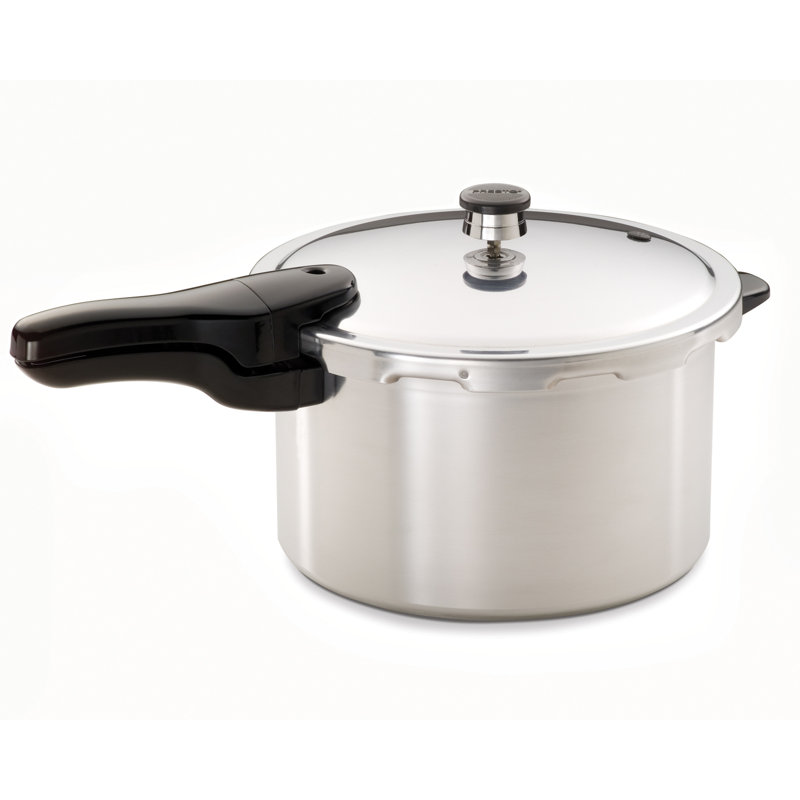 8-Quart Silver Aluminum Pressure Cooker with Black Handle