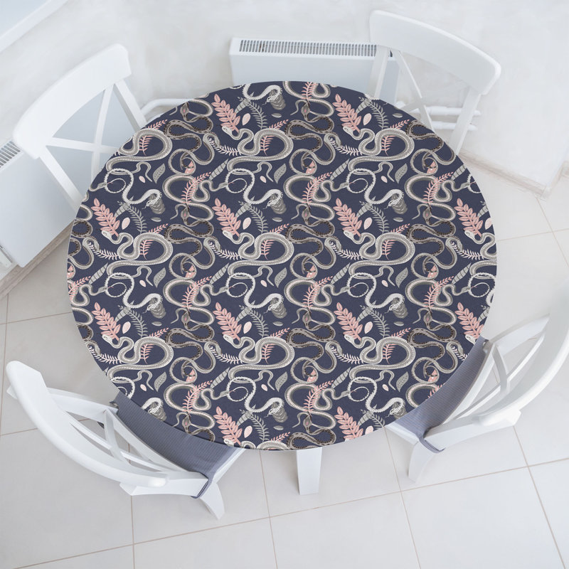 House of Hampton® Botanical Fitted Round Tablecloth Diameter Multicolor, 67.72" Round