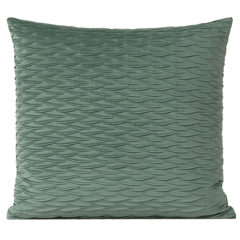 Fluctuate Pleated Velvet Throw Pillow, Arctic, 16" x 16"