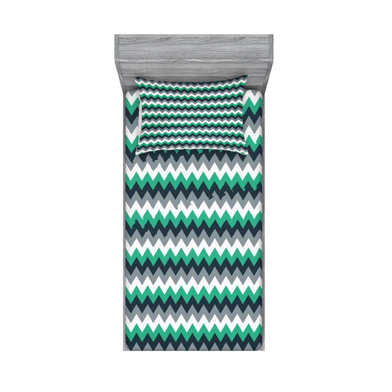 Microfiber Chevron Sheet Set, Twin XL Sheet Set with Fitted Sheet