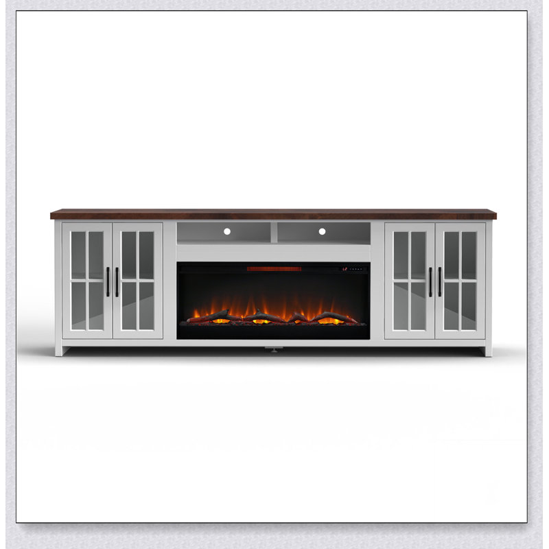 Meuble télé 97 po pour téléviseur de 100 po ou moins, assemblage minimal, Blanc
