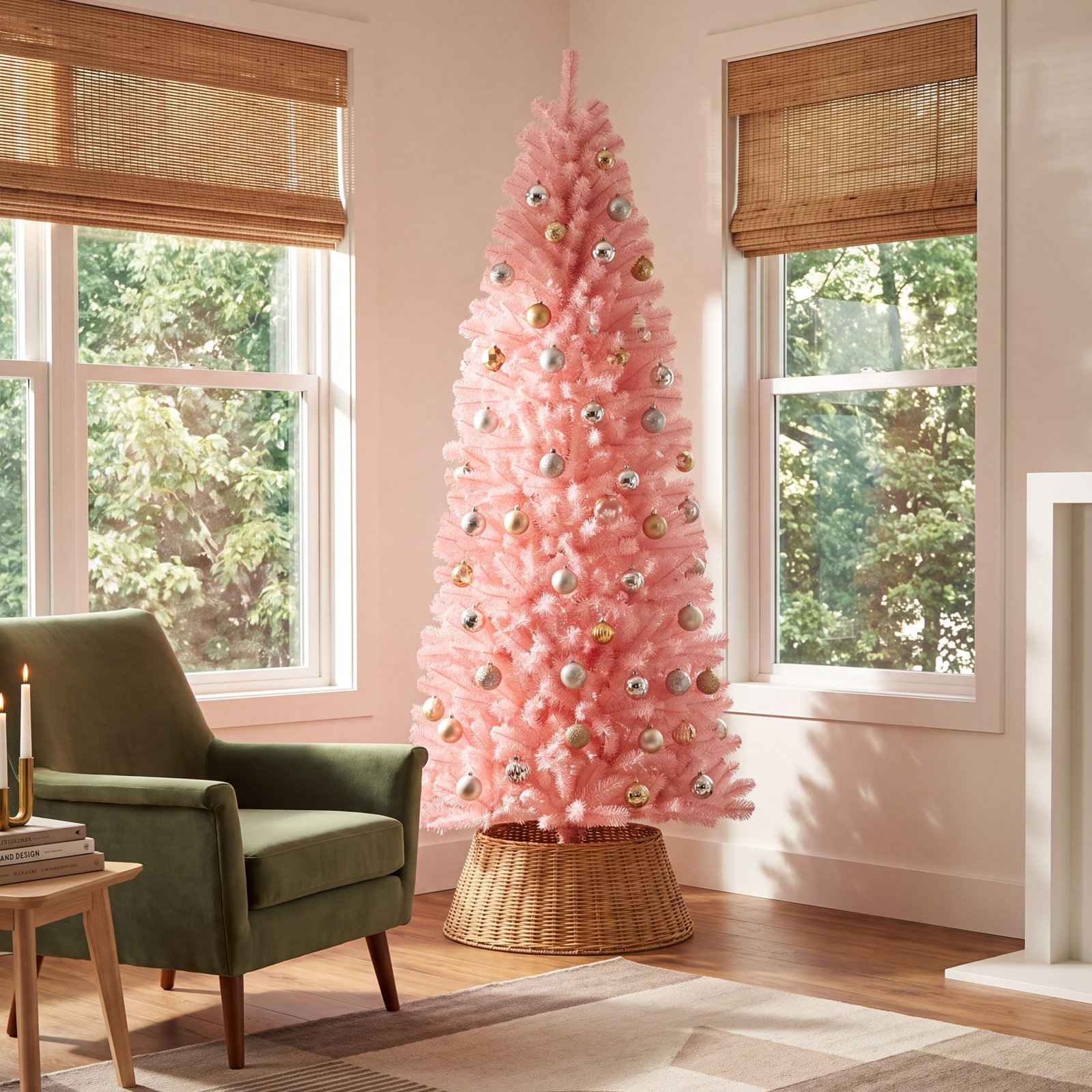 Pink 9' Pine Christmas Tree, 7.5ft