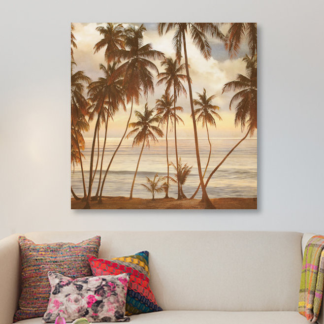 Palms on the Water I, reproduction de photo sur toile, H 18 po x l 18 po x P 1,5 po, Toile tendue, Pas de tapis