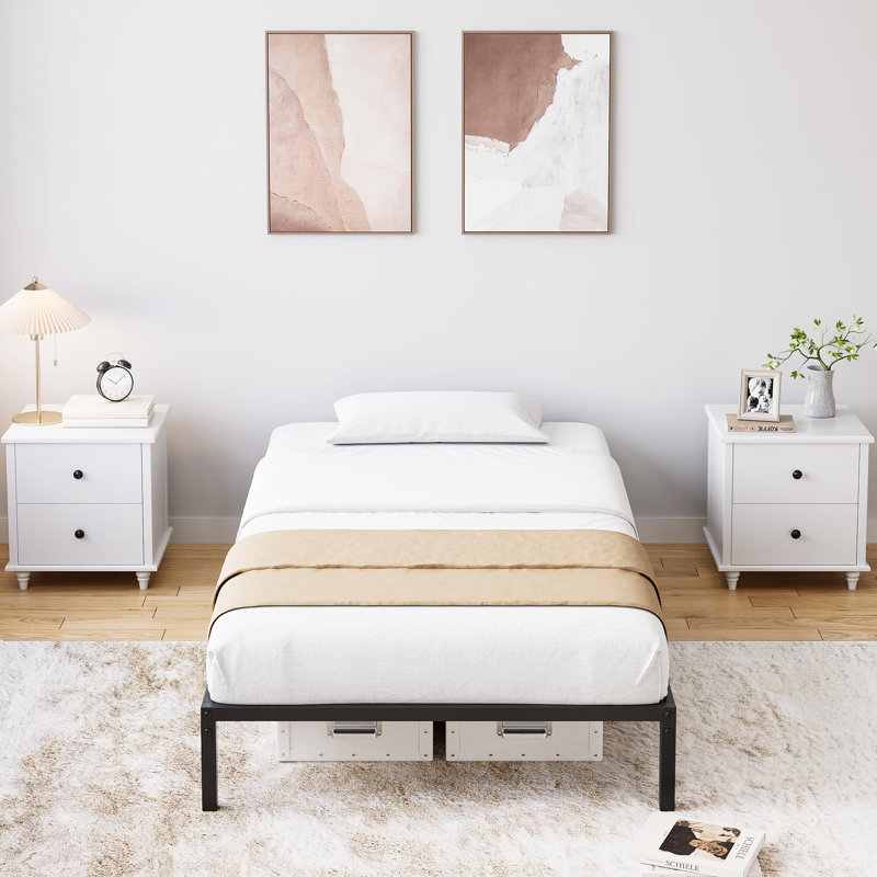 Metal Bed Frame Twin Platform Bed Frame No Box Spring Needed, Sturdy Heavy Duty Bed Frame, Easy Assembly, 10inch Twin