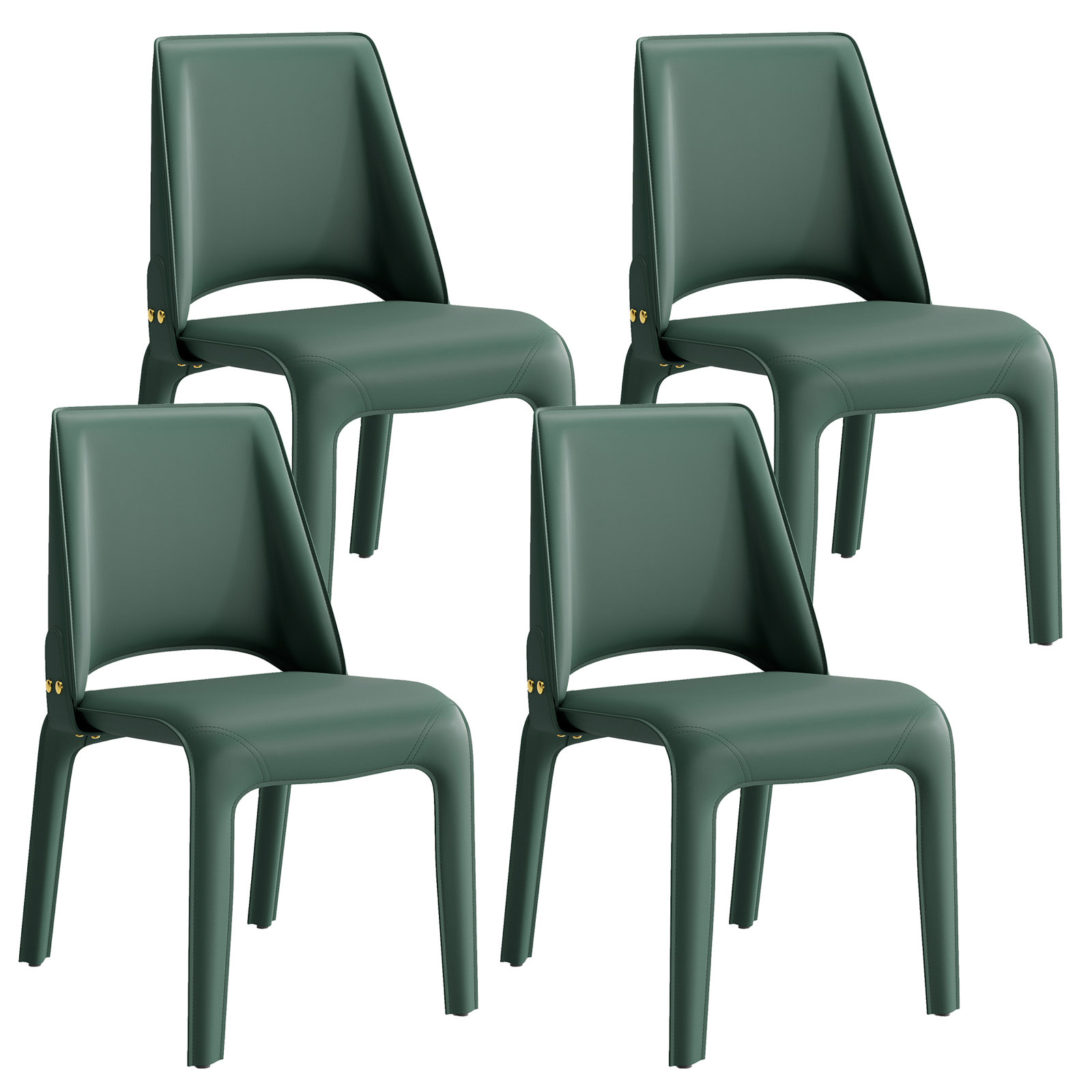Vannes Vegan Leather Dining Chair, Green, 4, No Assembly Needed