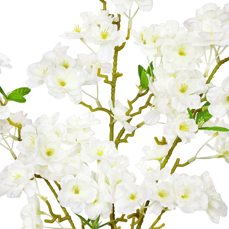 Tige de fleur de cerisier artificielle Coso, Blanc, crème
