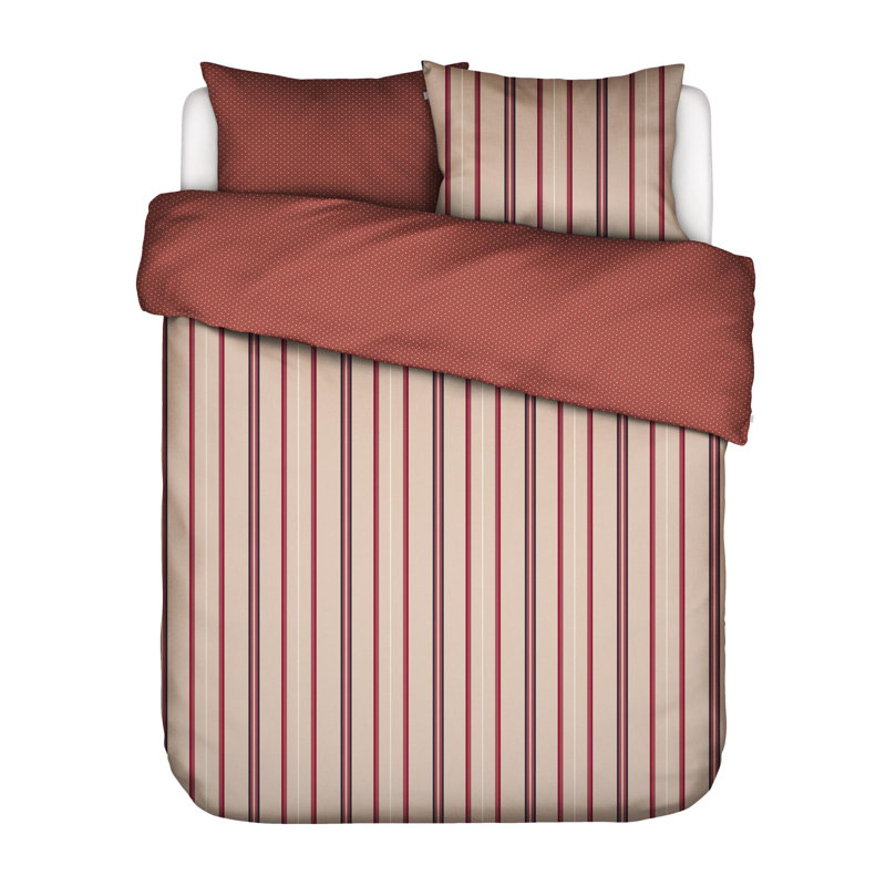 Meryl Cotton Striped Duvet Cover with Pillowcases, Pink