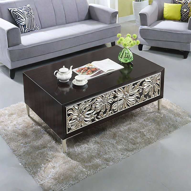 Luxury Solid Wood Coffee Table, 19.68" H  x 47.24" W x 29.52" D