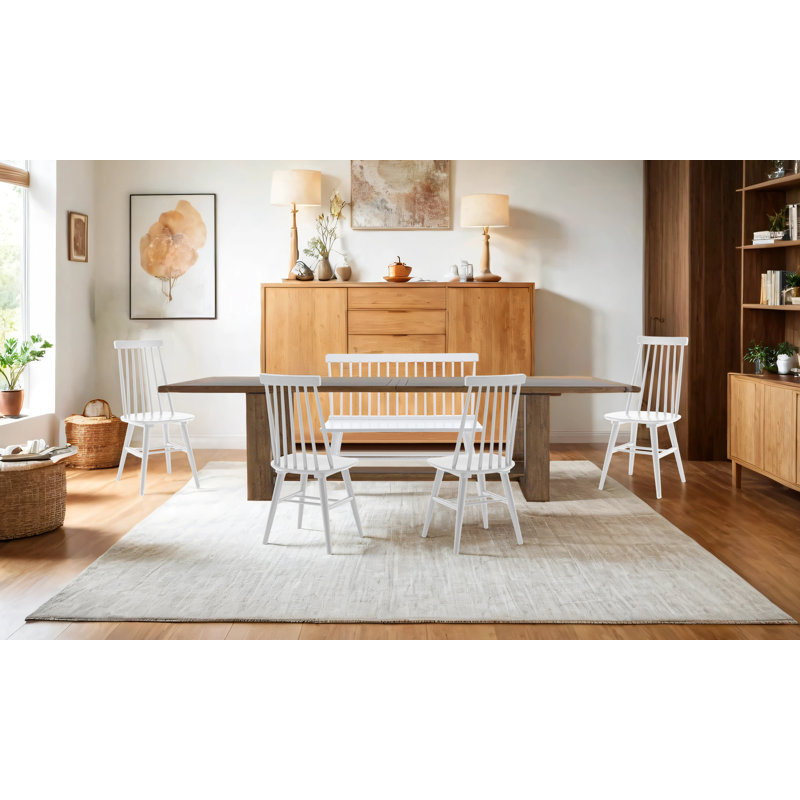 Alvie 6 - Person Solid Wood Dining Set, White