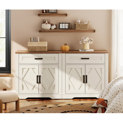 Buffet Gryff 2-en-1 avec portes de grange, buffet de 63 po de largeur avec tiroirs et armoires pour salle à manger Gryff