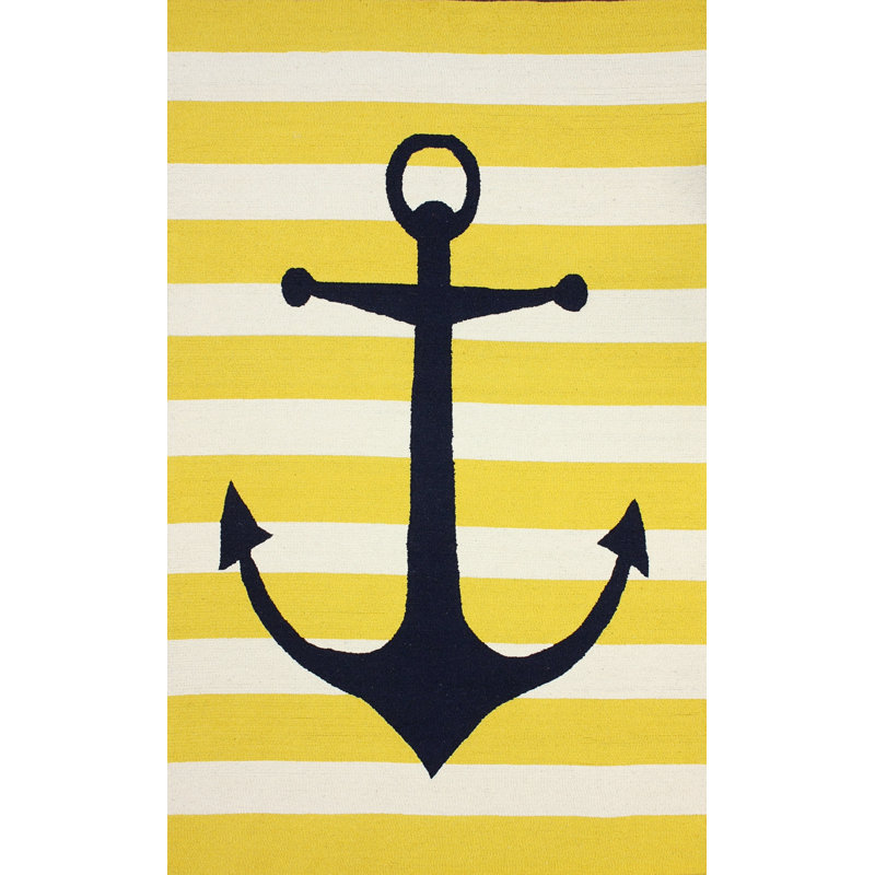 Tapis jaune / noir crocheté à la main Newport News, 7 pi 6 po x 9 pi 6 po