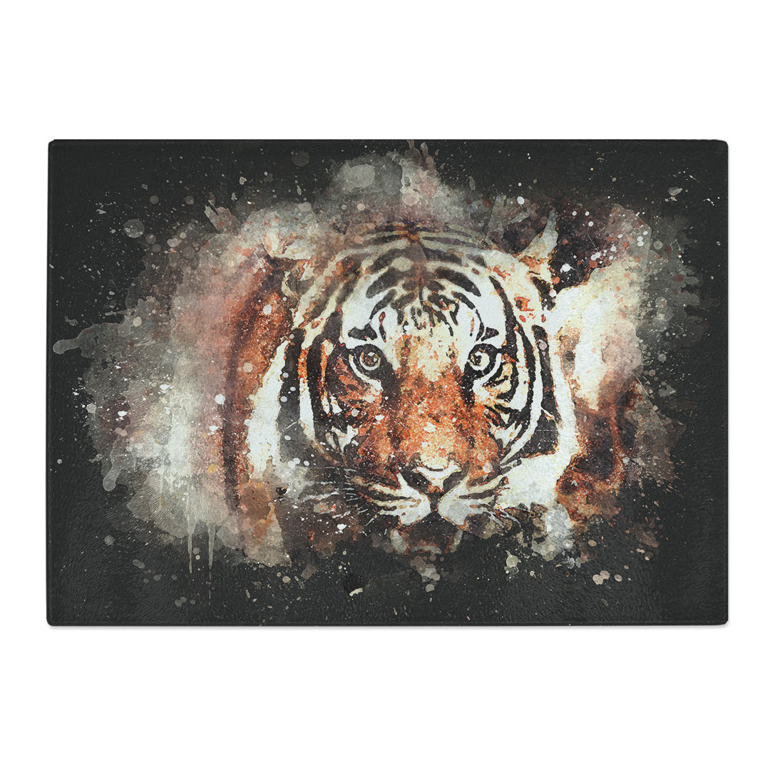 Tempered Glass Tiger Paint Splash Chopping Board