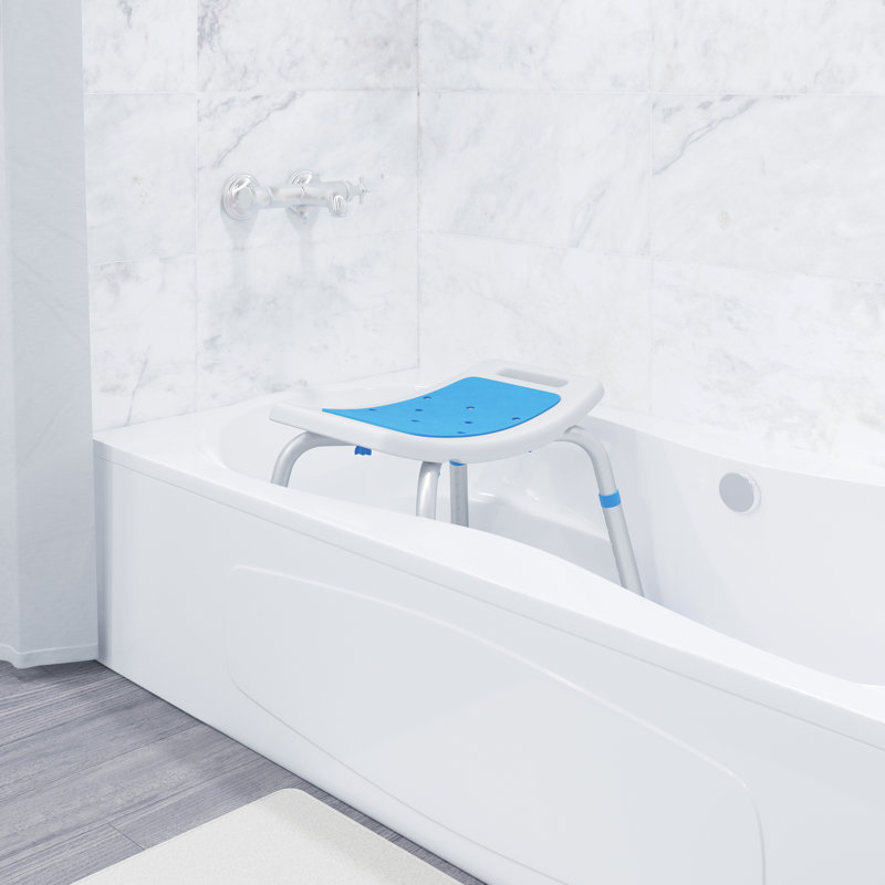 Padded Shower Stool With Adjustable Height, Non-Slip Feet And Seat Pad