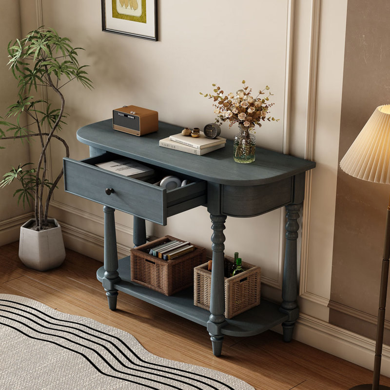 36"Wide 2-Drawer Chest with Open Shelf, Navy