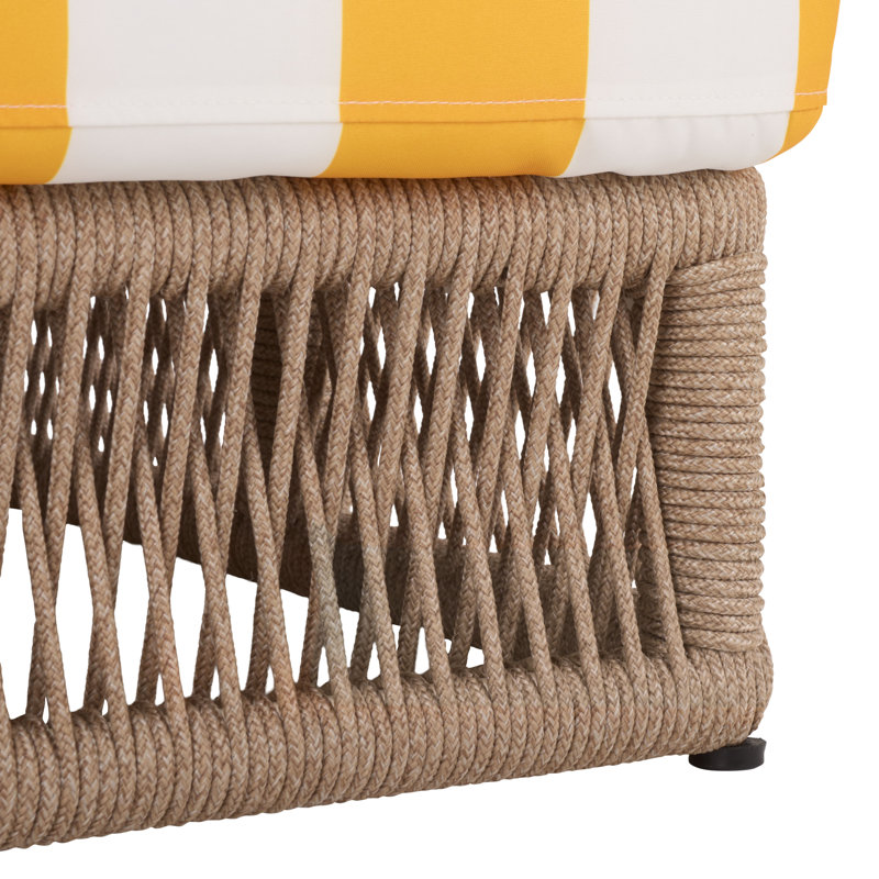 Gillian Steel and Rope Chaise Lounger, Yellow