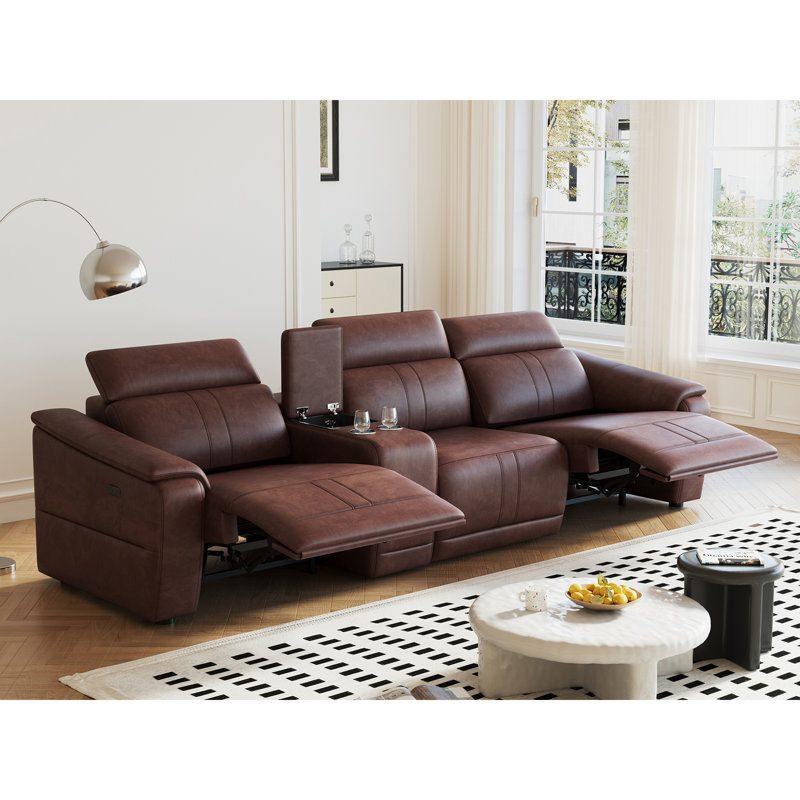Canapé modulaire en cuir 4 pièces avec 2 porte-gobelets et canapé modulaire confortable pour le salon