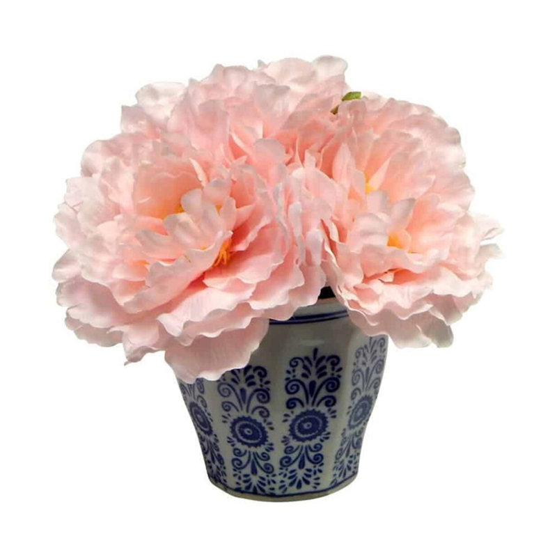 Arrangement floral de pivoines en pot, Rose