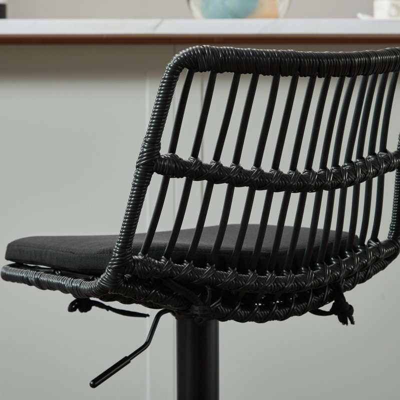 Chaise de bar pivotante 360, Tissu noir / structure noire