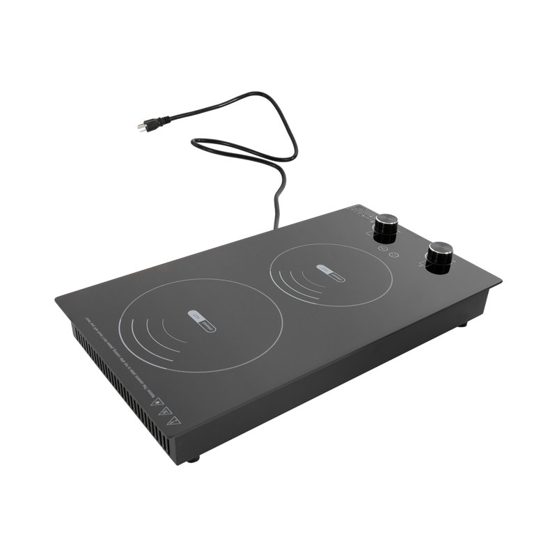 OUKANING 2100W Electric Double-burner Ceramic Electric Cooktop with Knob Control