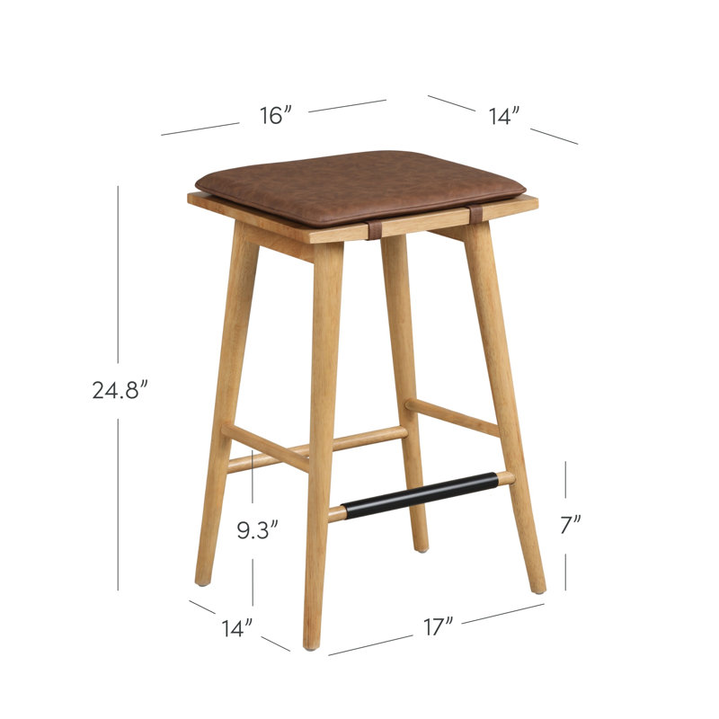Upholstered Counter Stool with Solid Wood Frame