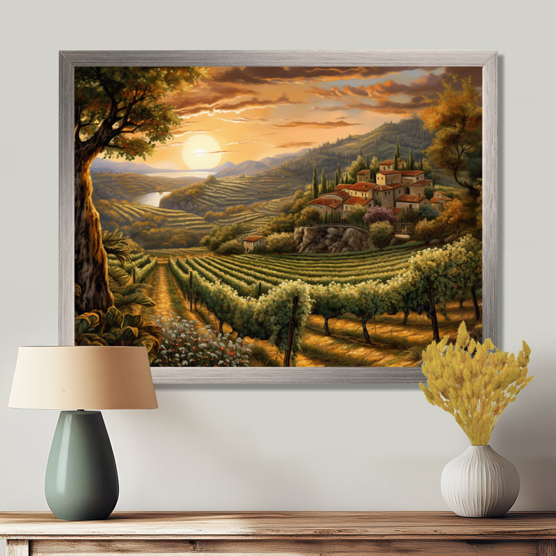 «Vineyard Charm», impression sur toile encadrée, Cadre simple argenté, H 34 po x l 44 po x P 1,5 po