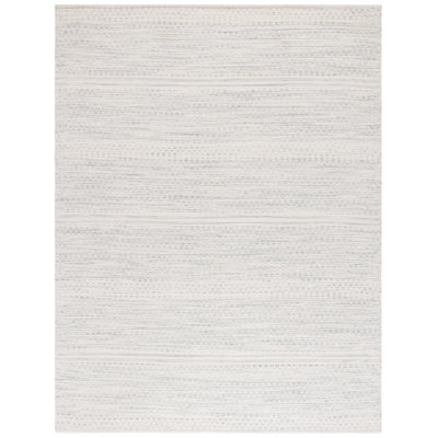 Tapis géométrique en laine / coton tissé à la main Kilim en ivoire / gris